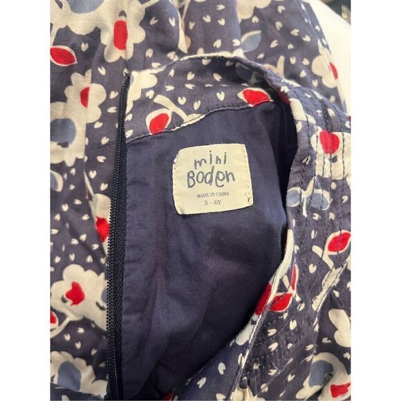 Mini Boden Blue and Red Floral Cotton Short Sleeve Lined Dress - Picture 3 of 3
